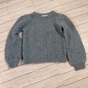 Abel & Lula Girls Blue Pointelle Knit Puff Sleeve Sweater Size 7 Pullover